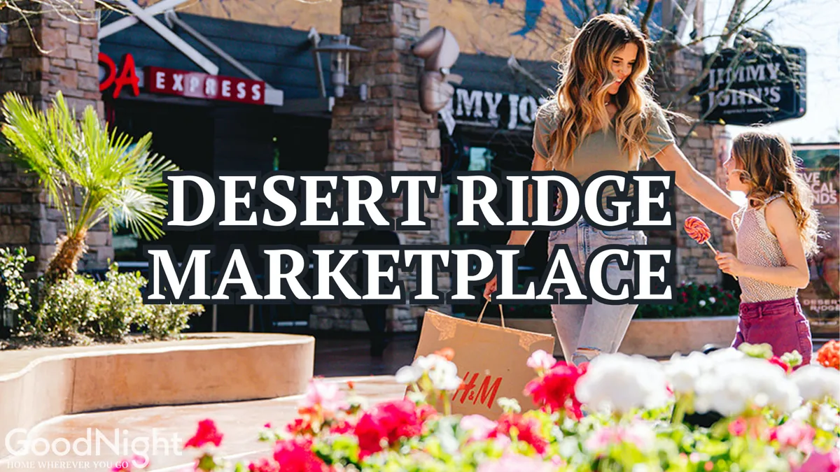 A vibrant exterior scene showing a woman and a young girl holding shopping bags, surrounded by colorful flowers and storefronts in the background. Their cheerful expressions and the lively setting evoke the excitement of exploring local attractions and making family memories.